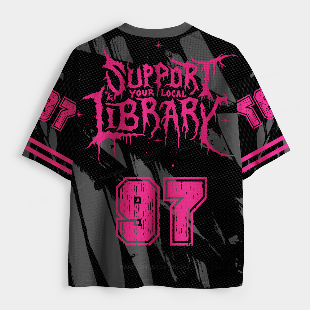 Pagewings Support Your Local Library Unisex Mesh Jersey