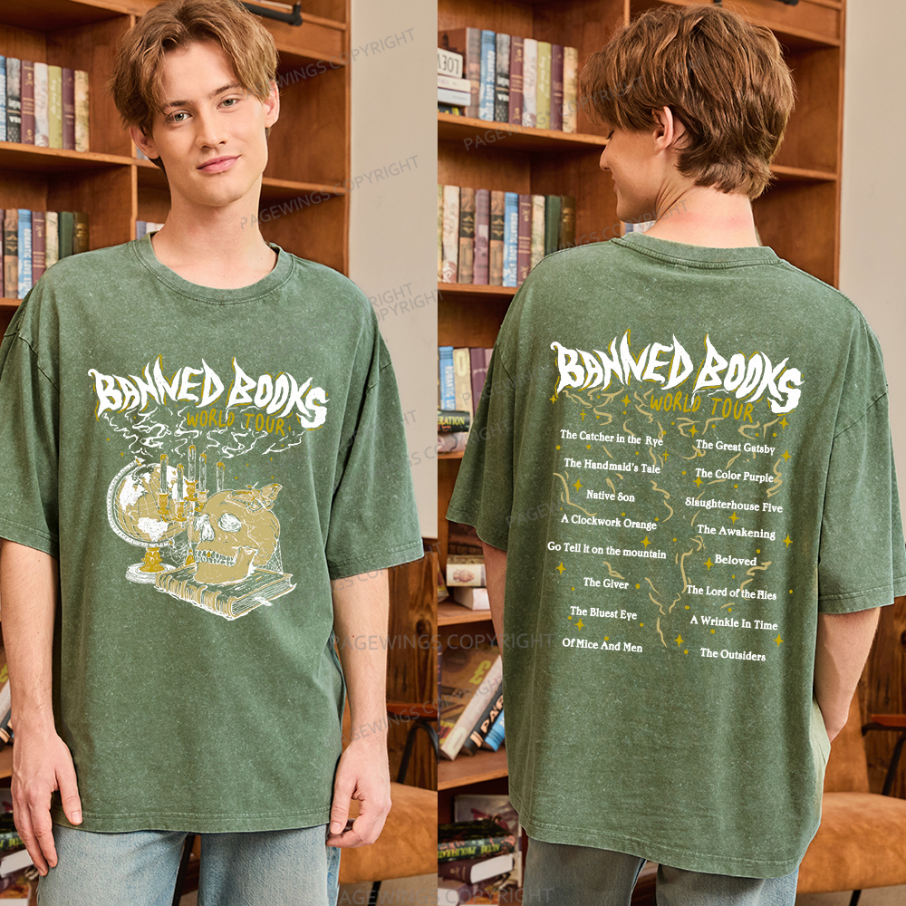 Pagewings Banned Books World Tour Unisex Washed T-shirt
