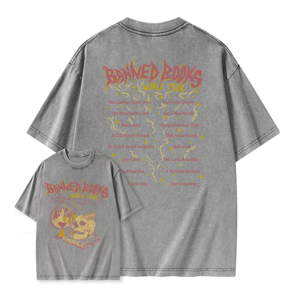 Pagewings Banned Books World Tour Unisex Washed T-shirt