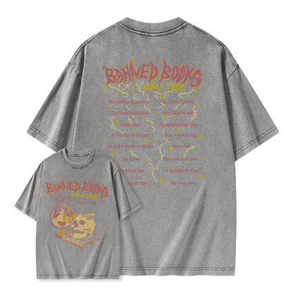 Pagewings Banned Books World Tour Unisex Washed T-shirt