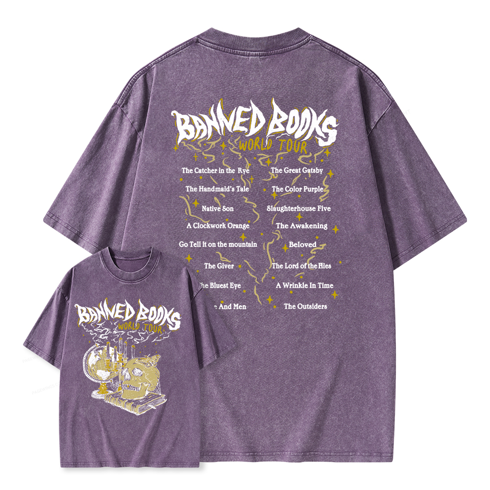 Pagewings Banned Books World Tour Unisex Washed T-shirt