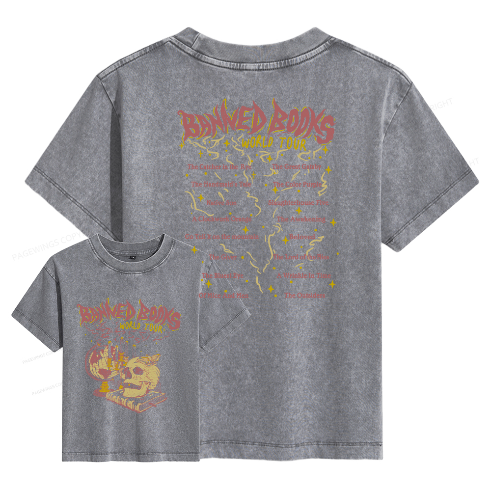Pagewings Banned Books World Tour Women's Washed T-shirt