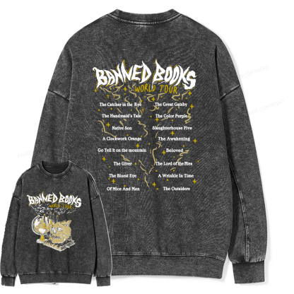 Pagewings Banned Books World Tour Unisex Washed Sweatshirt