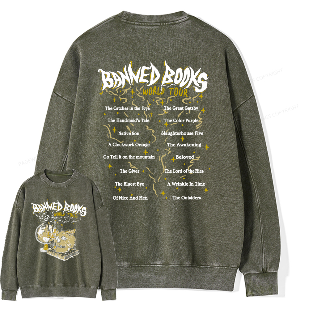 Pagewings Banned Books World Tour Unisex Washed Sweatshirt