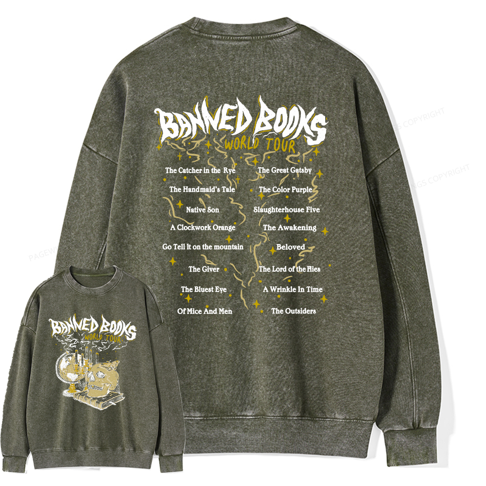 Pagewings Banned Books World Tour Unisex Washed Sweatshirt