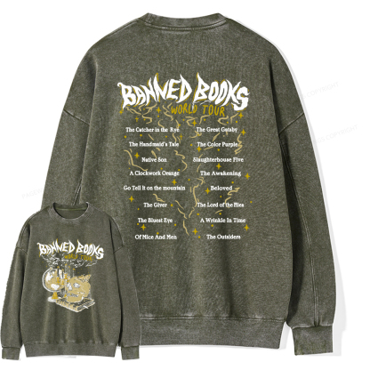 Pagewings Banned Books World Tour Unisex Washed Sweatshirt