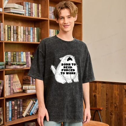 Pagewings Born To Read Forced To Work Unisex Washed T-shirt