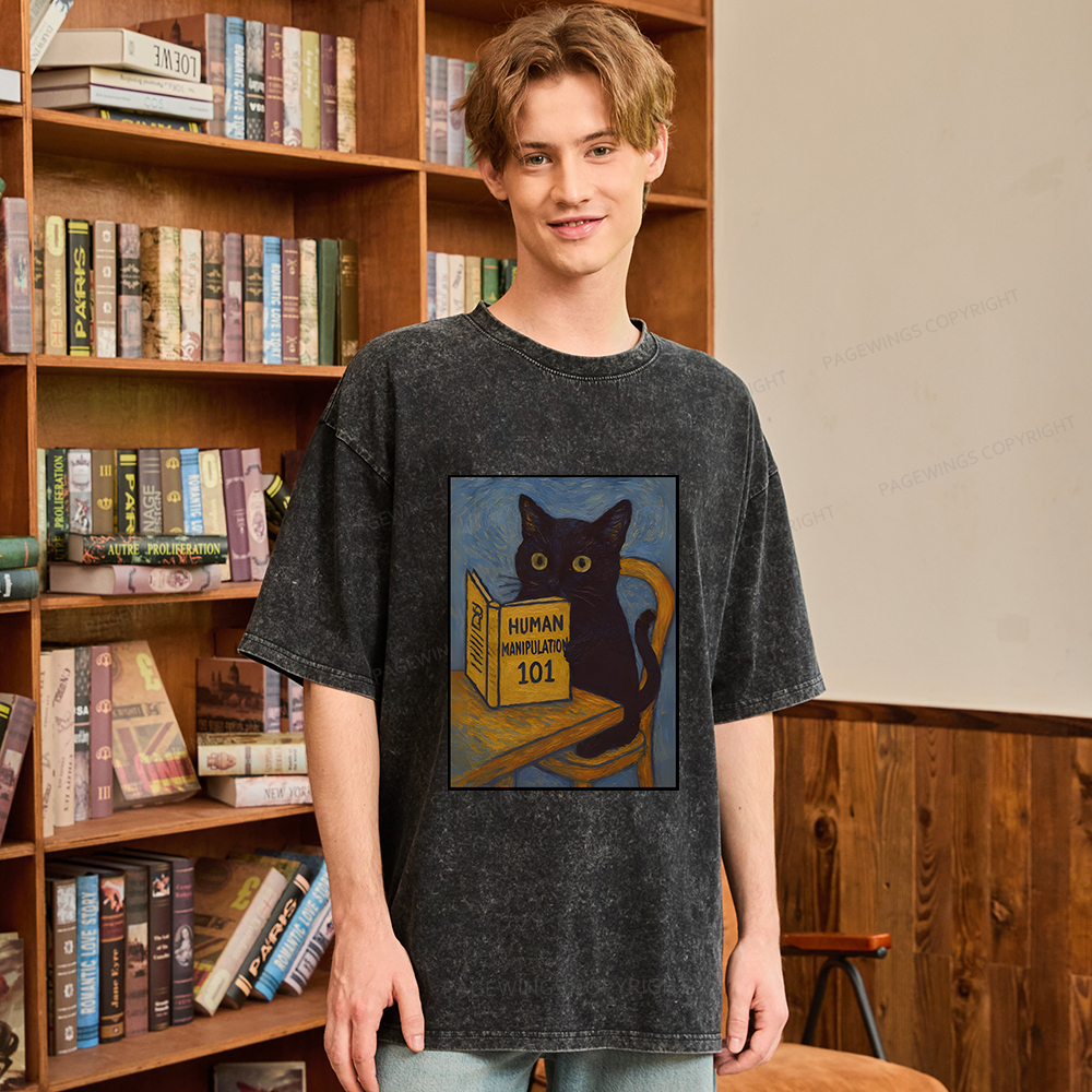 Pagewings Funny Cat Unisex Washed T-shirt