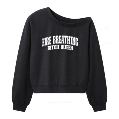 Pagewings Bookish Queen Women Off Shoulder Sweatshirt