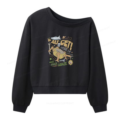 Pagewings Rocky Bookish Women Off Shoulder Sweatshirt