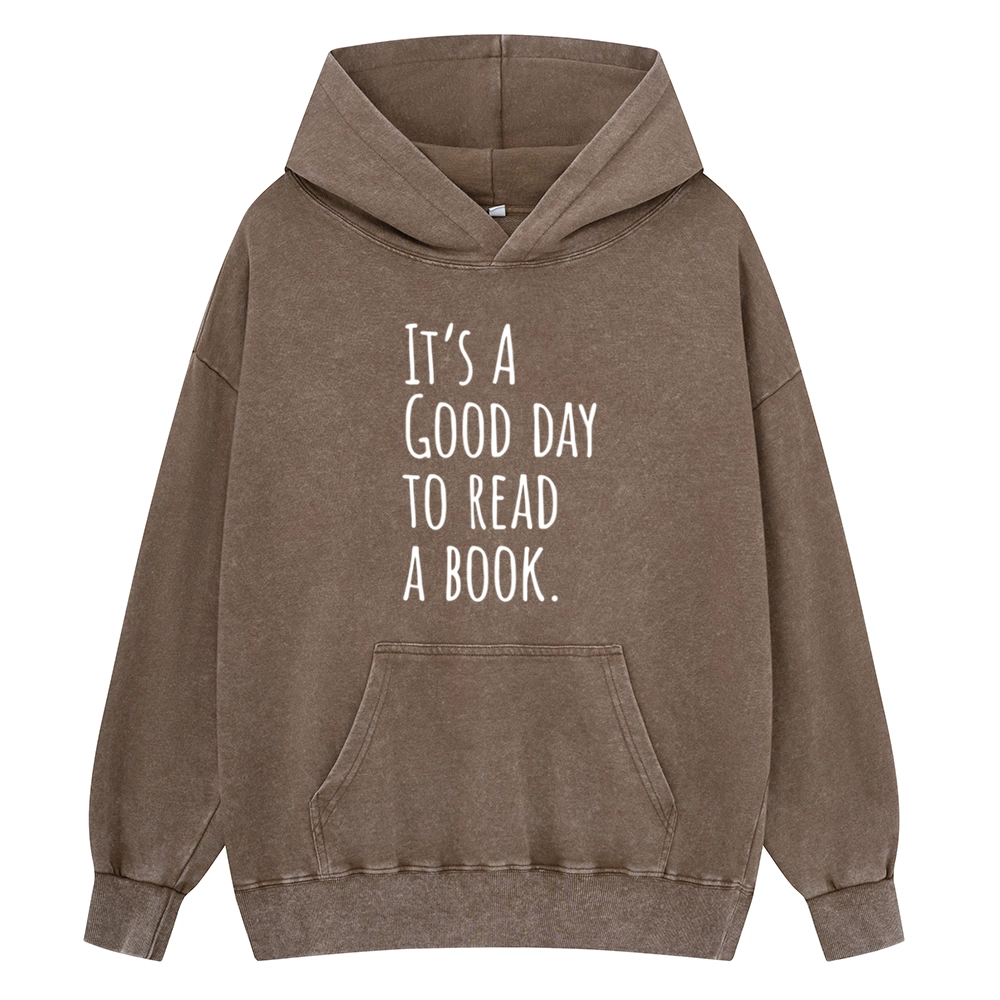 Pagewings It's A Good Day To Read A Book Unisex Washed Hoodie