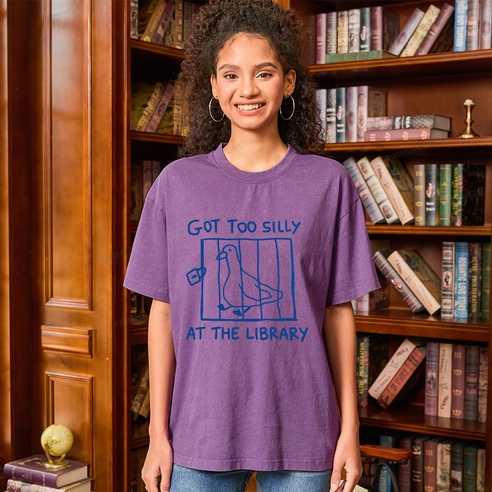 Pagewings Got Too Silly At The Library Unisex Washed T-shirt