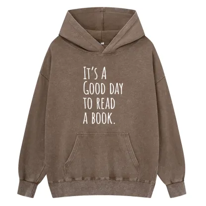 Pagewings It's A Good Day To Read A Book Unisex Washed Hoodie