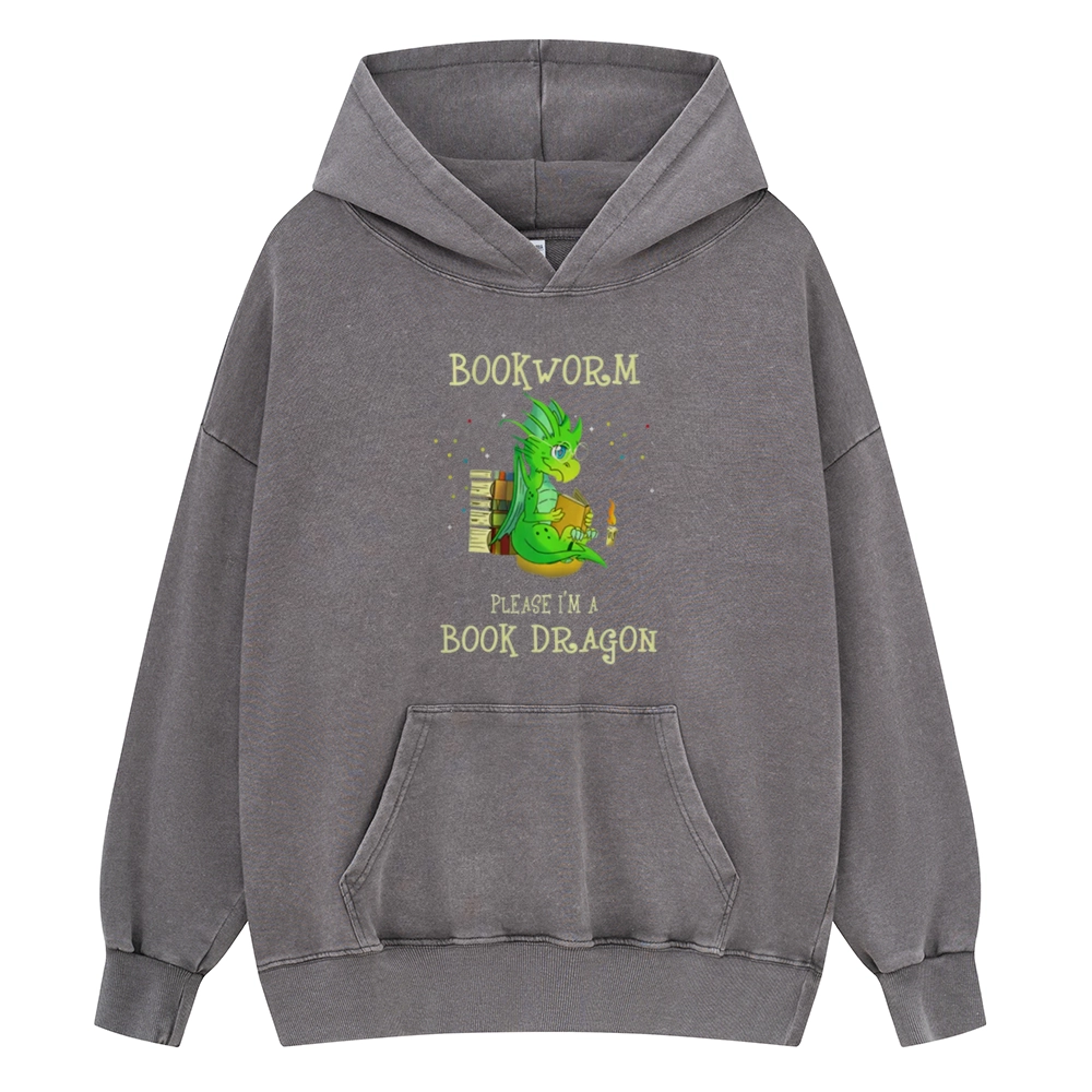 Pagewings Bookworm Please I'm A Book Dragon Unisex Washed Hoodie