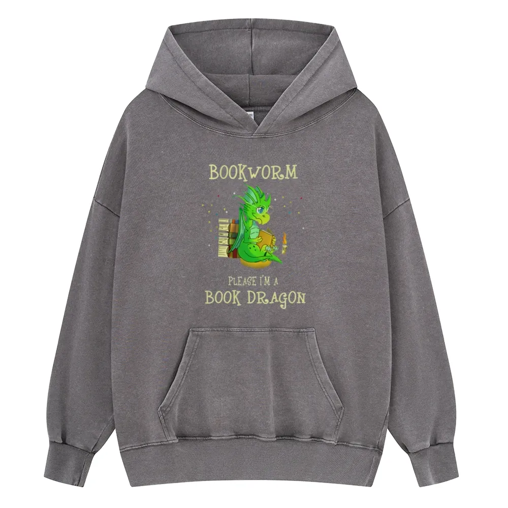 Pagewings Bookworm Please I'm A Book Dragon Unisex Washed Hoodie