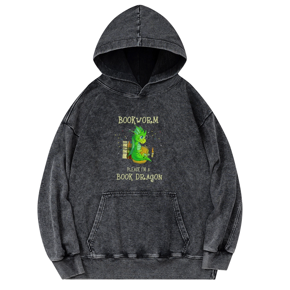 Pagewings Bookworm Please I'm A Book Dragon Unisex Washed Hoodie