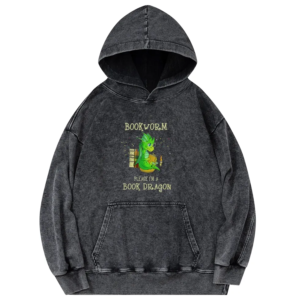 Pagewings Bookworm Please I'm A Book Dragon Unisex Washed Hoodie