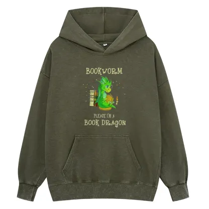 Pagewings Bookworm Please I'm A Book Dragon Unisex Washed Hoodie