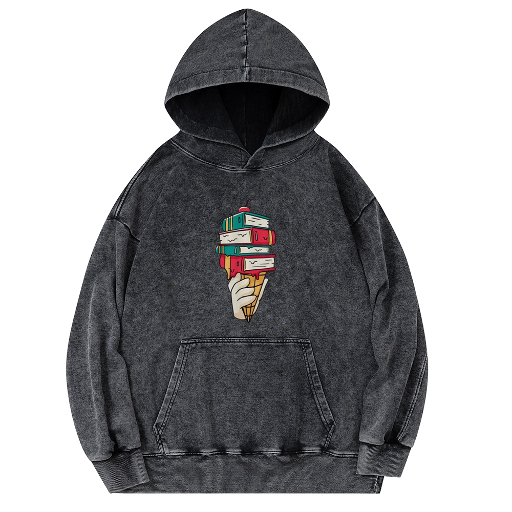 Pagewings Book Ice Cream Unisex Washed Hoodie