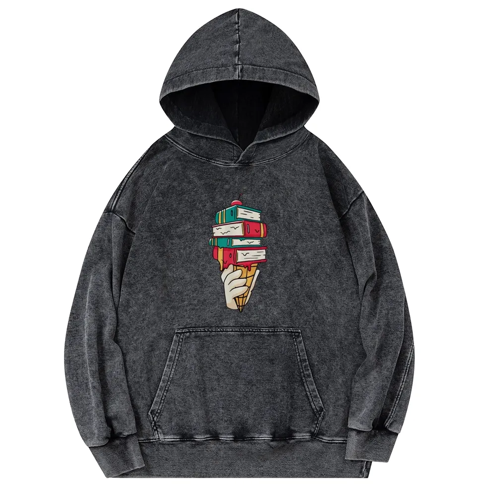 Pagewings Book Ice Cream Unisex Washed Hoodie