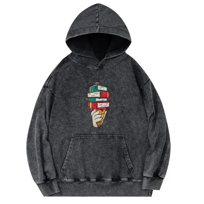 Pagewings Book Ice Cream Unisex Washed Hoodie