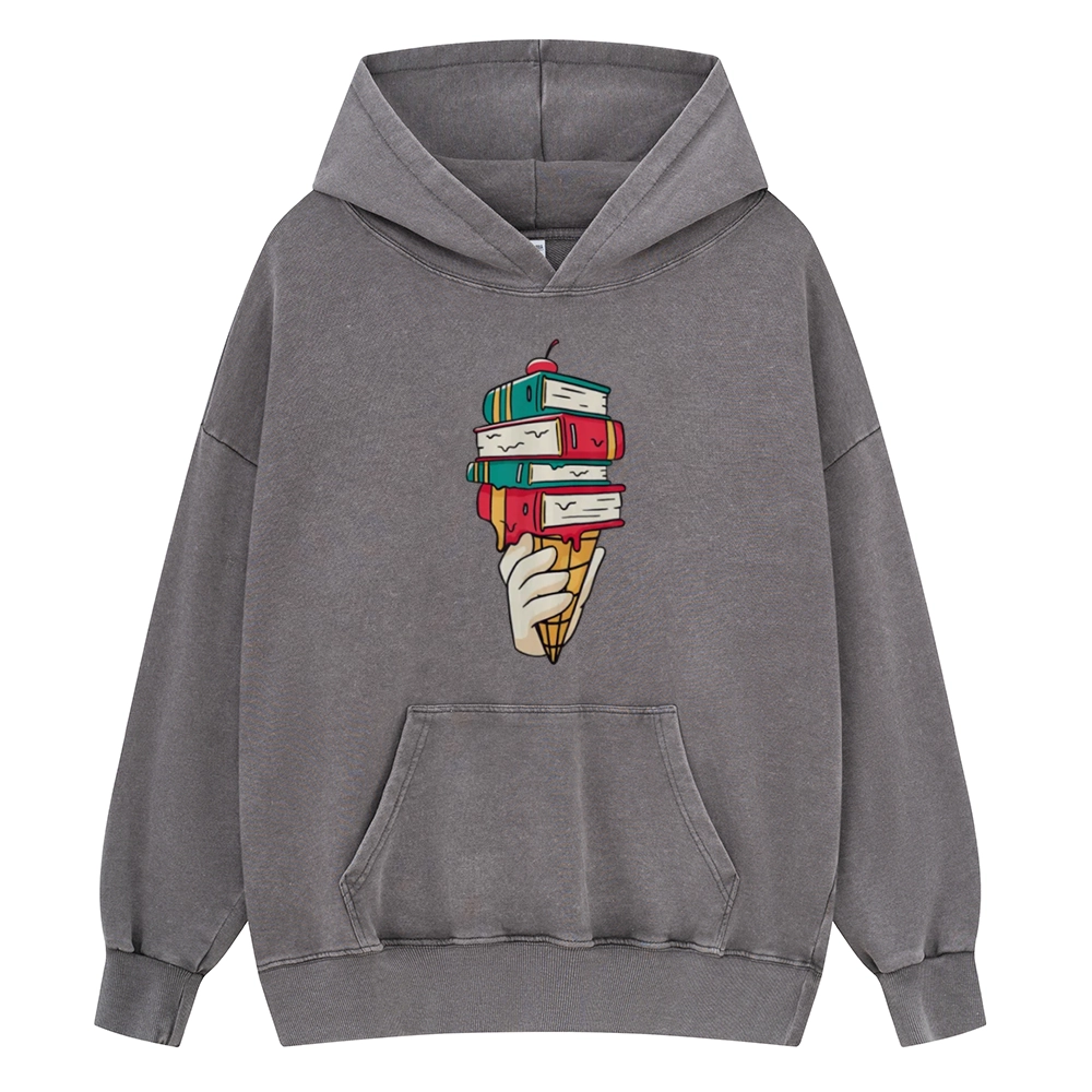 Pagewings Book Ice Cream Unisex Washed Hoodie