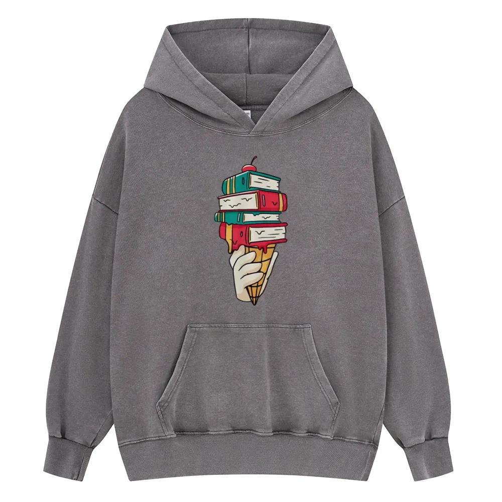 Pagewings Book Ice Cream Unisex Washed Hoodie