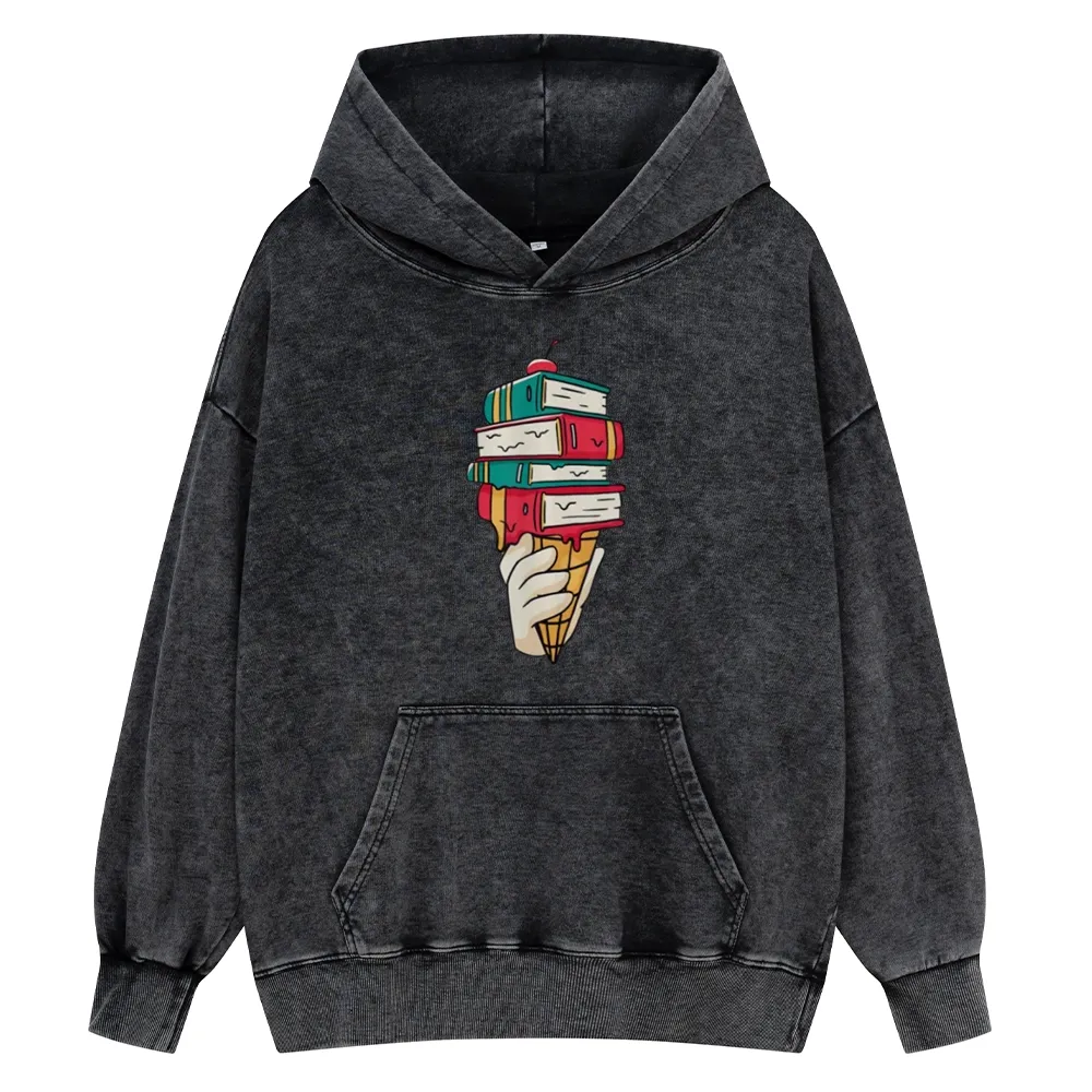 Pagewings Book Ice Cream Unisex Washed Hoodie