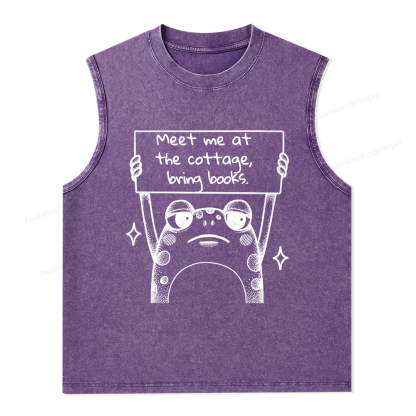 Pagewings Meet Me At The Cottage Bring Books Unisex Washed Tank Top
