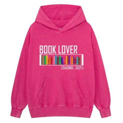 Pagewings Loading Book Lover 100% Unisex Washed Hoodie
