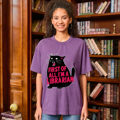 Pagewings First of All I'm a Librarian Unisex Washed T-shirt
