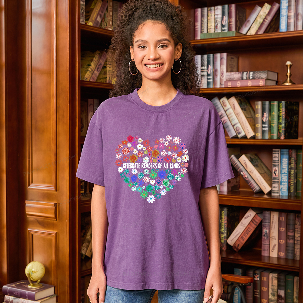 Pagewings Celebrate Readers of All Kinds Unisex Washed T-shirt