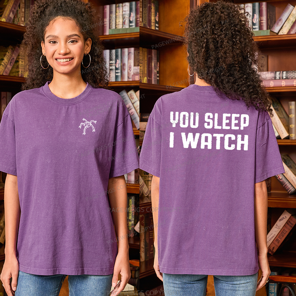 Pagewings You Sleep I Watch Unisex Washed T-shirt