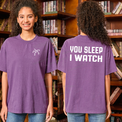 Pagewings You Sleep I Watch Unisex Washed T-shirt