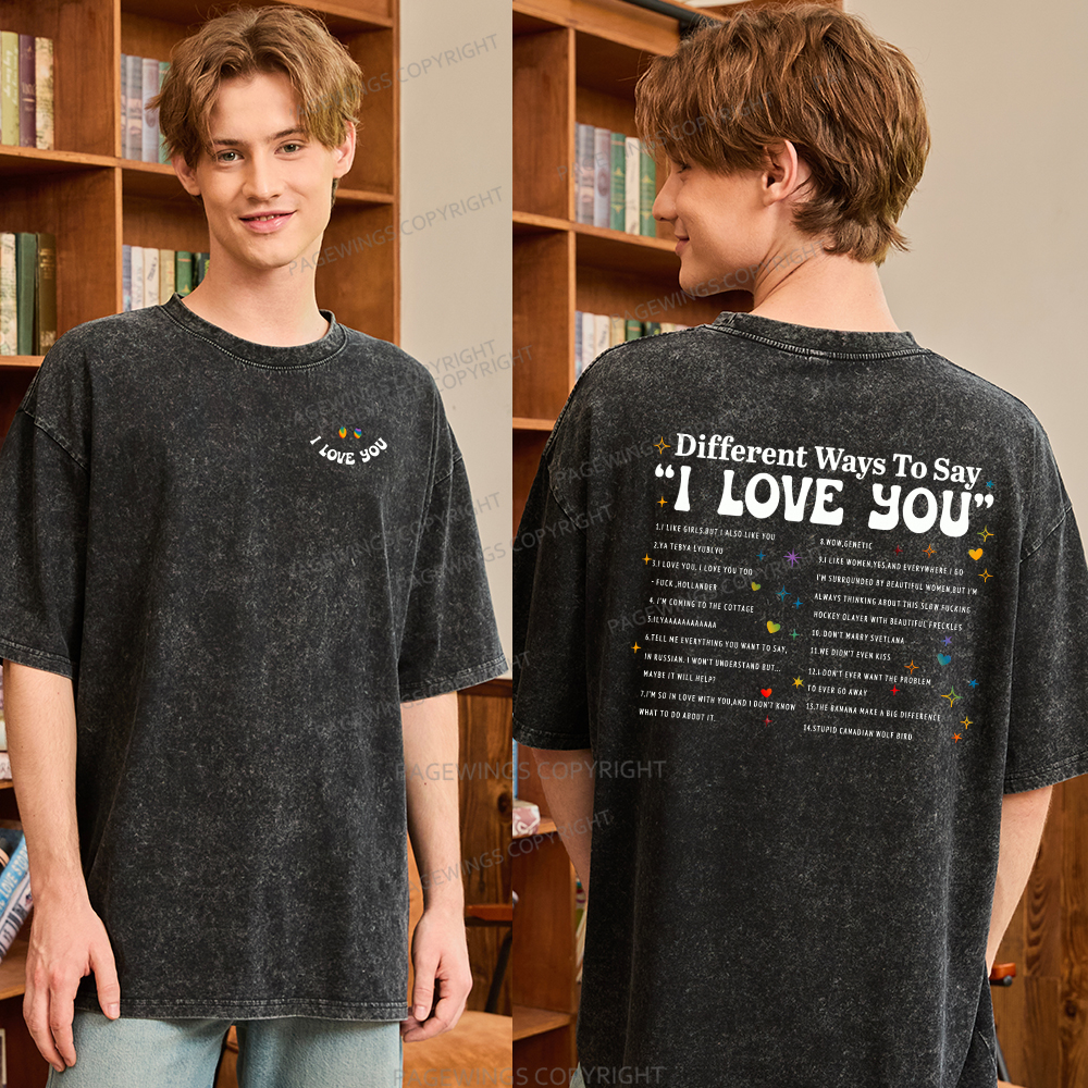 Pagewings I Love You In Book Quote Unisex Washed T-shirt