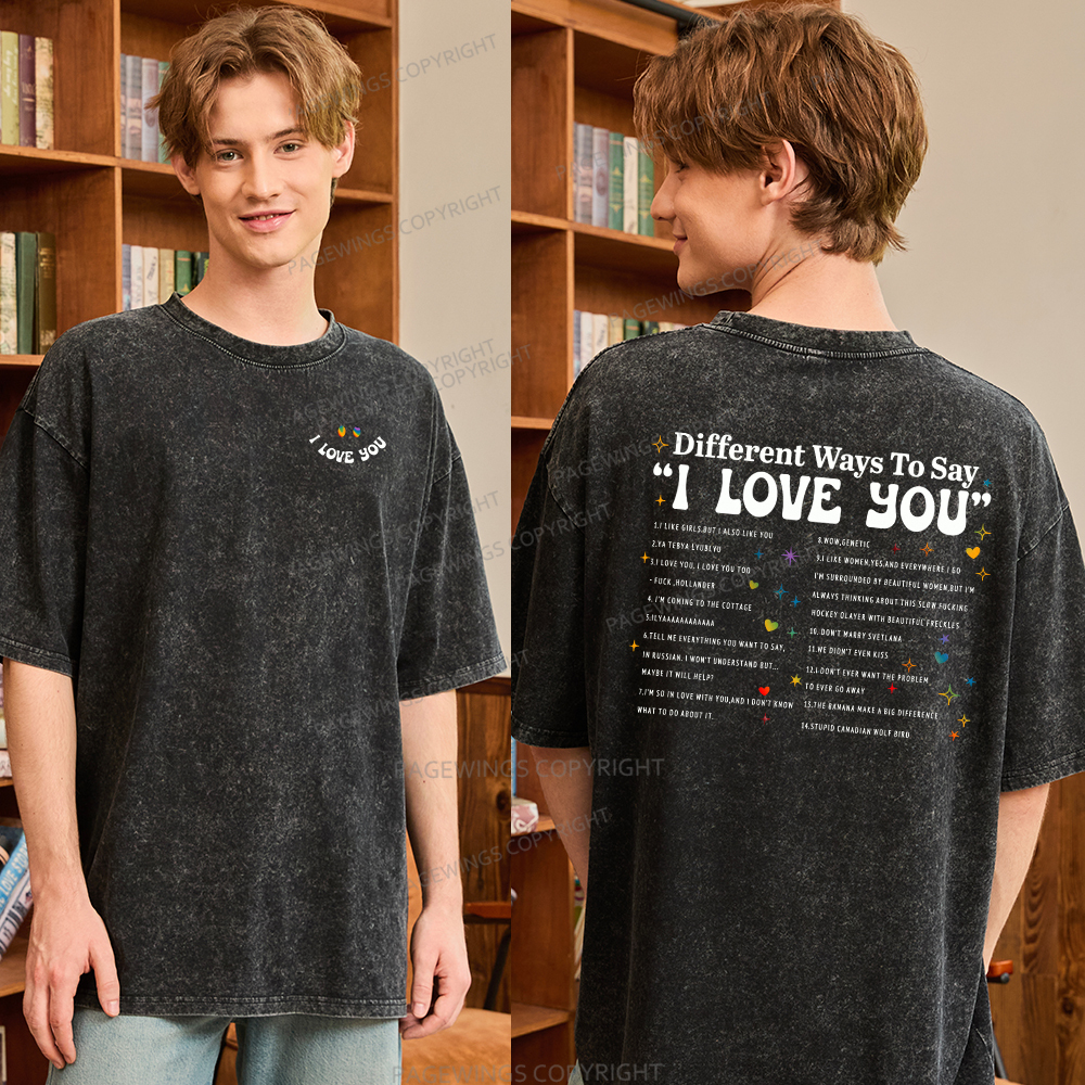Pagewings I Love You In Book Quote Unisex Washed T-shirt