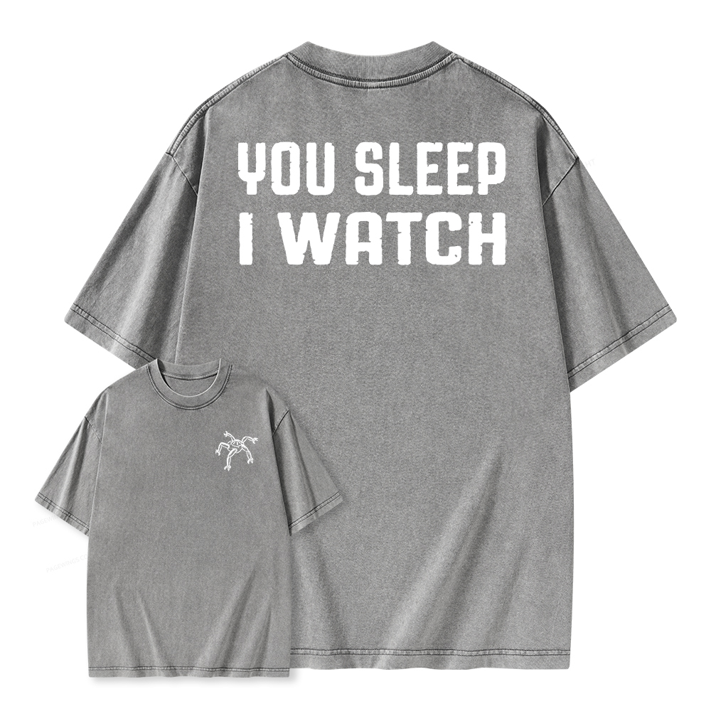 Pagewings You Sleep I Watch Unisex Washed T-shirt