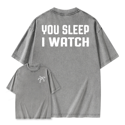 Pagewings You Sleep I Watch Unisex Washed T-shirt