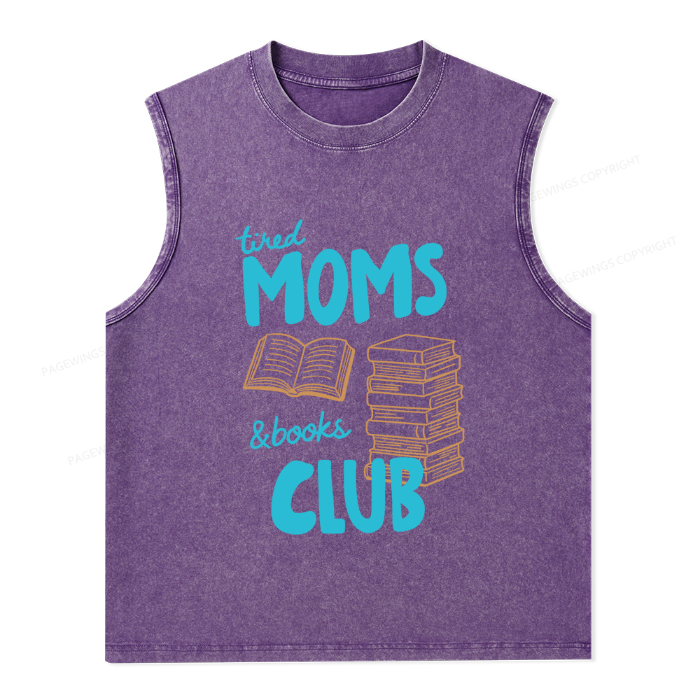 Pagewings Tired Moms Books Club Unisex Washed Tank Top