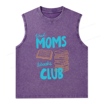 Pagewings Tired Moms Books Club Unisex Washed Tank Top