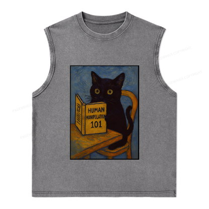 Pagewings Funny Cat Unisex Washed Tank Top