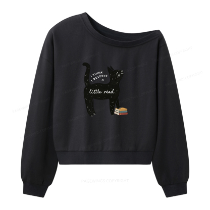 Pagewings Little Read Women Off Shoulder Sweatshirt
