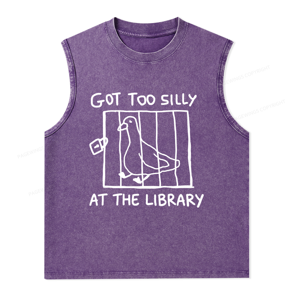 Pagewings Got Too Silly At The Library Unisex Washed Tank Top