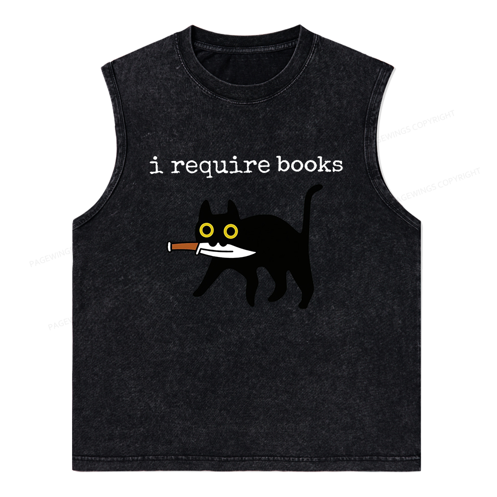Pagewings I Require Books Unisex Washed Tank Top