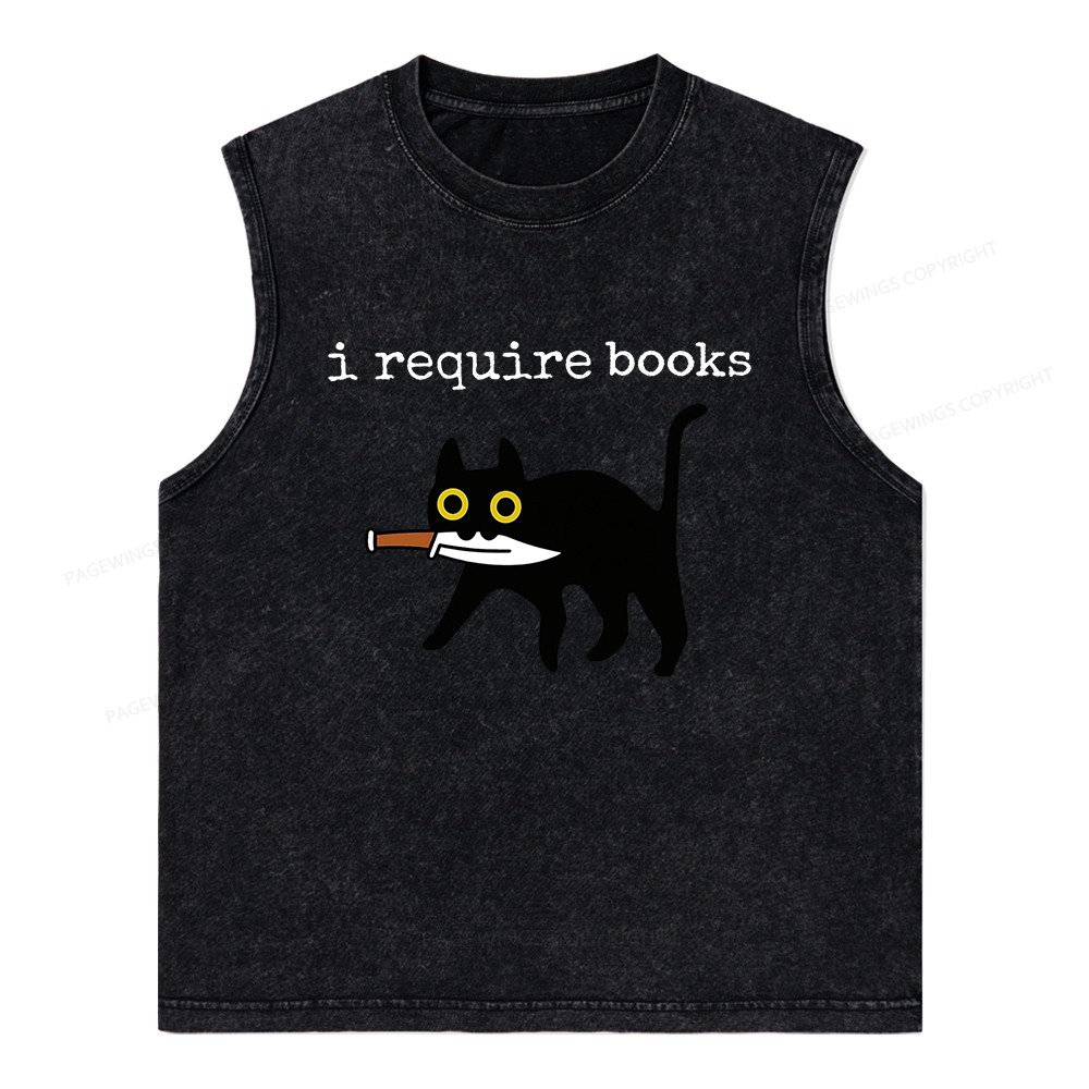 Pagewings I Require Books Unisex Washed Tank Top