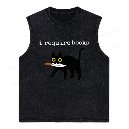 Pagewings I Require Books Unisex Washed Tank Top