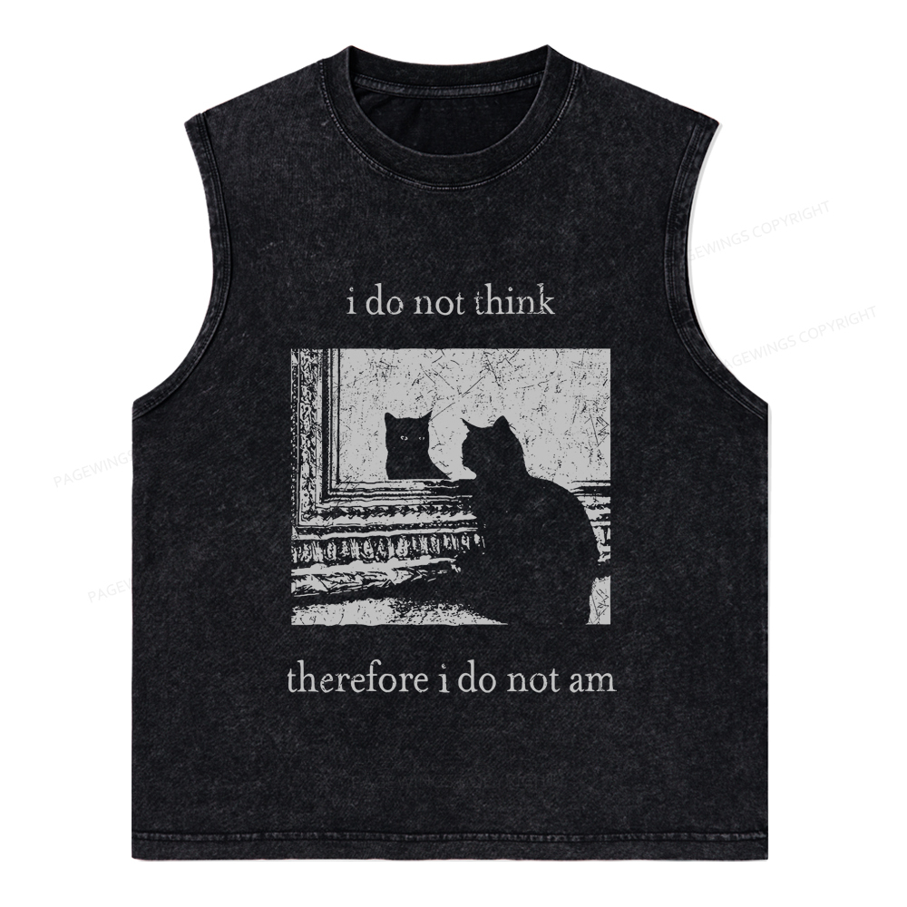 Pagewings I Do Not Think Therefore I Do Not Am Unisex Washed Tank Top