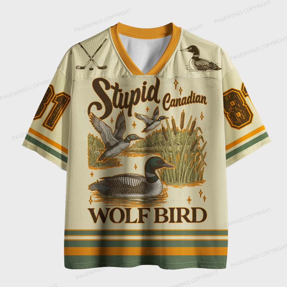 Pagewings Stupid Canadian Wolf Bird Unisex Mesh Jersey