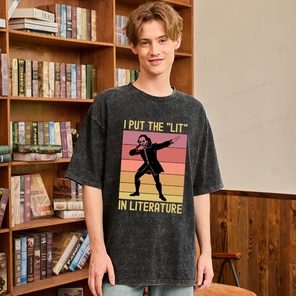 Pagewings I Put The "Lit" In Literature Unisex Washed T-shirt