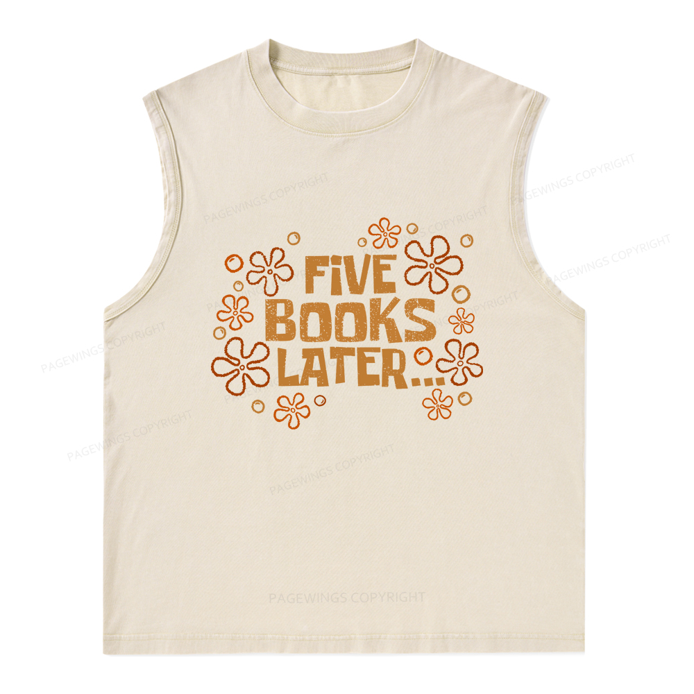 Pagewings Five Books Later Unisex Washed Tank Top